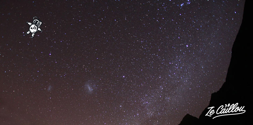 Stargazing in the perfect dark bleu sky of La Reunion at Les Makes