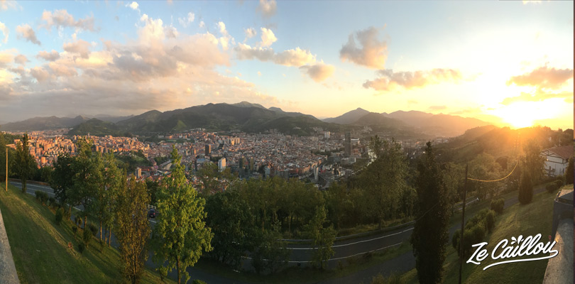 Panoramic view of Bilbao from the funicular in north Spain