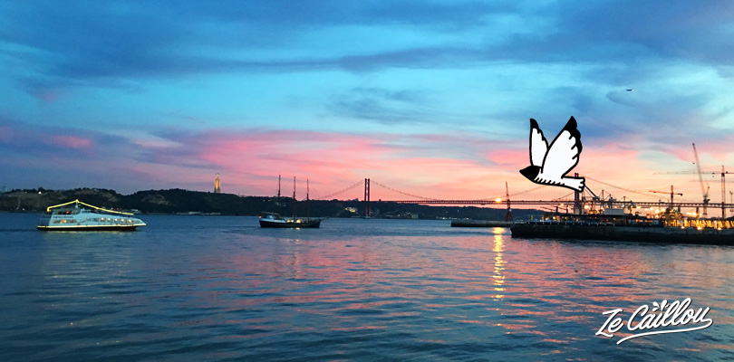 Sunset on the Taje from Lisbon waterfront