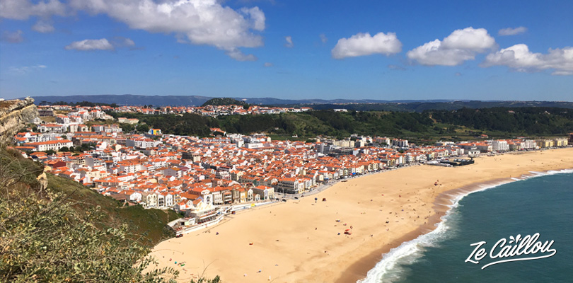 Panoramic view on Nazare town, the surf Mecca in Portugal