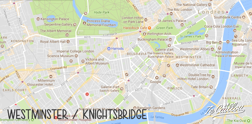 Quartier de Westminster et Knightsbridge à Londres en Angleterre