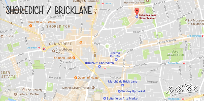 Flâner dans les rues industrielles, les marchés de streetfood et les magasins vintage dans Bricklane et Shoredich à Londres