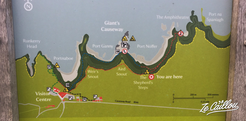 A information map about the giant's causeway walk close to the shepherd's steps