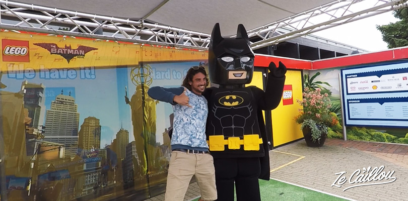 Hi five with the Batman Lego in Legoland, Billund in Denmark