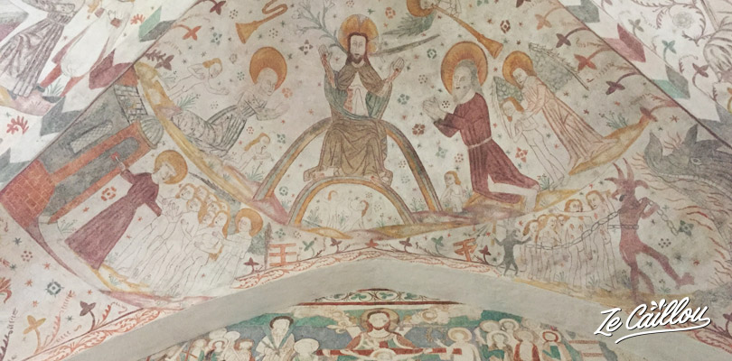 Naive medieval frescoes from churches of Mon island in Denmark