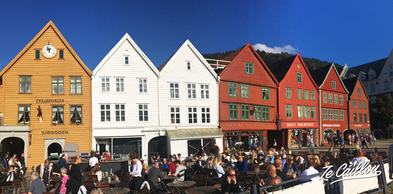 The colorful buildings of the Bryggen district of Bergen in Norway