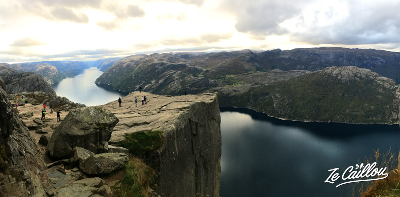 The perfect viewpoint of the Preikestolen or Pulpit rock famous hike in Norway
