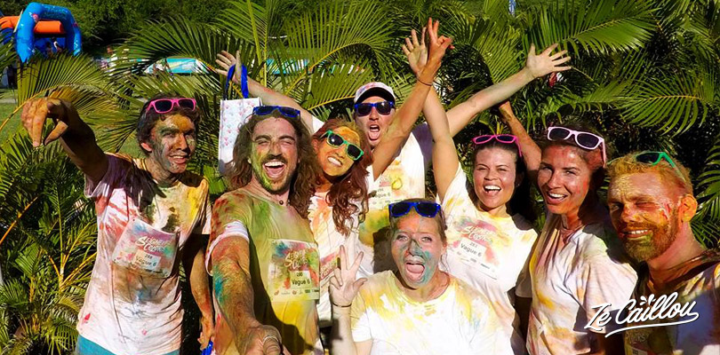 Run with your friend and family at the funny Rainbow Run at la Saline in Reunion Island.