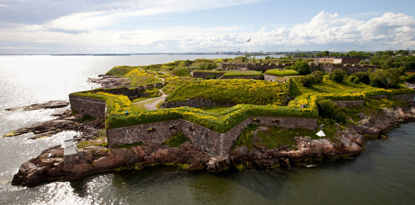 Drone picture of the Suomenlinna fortress in Finland, Helsinki.
