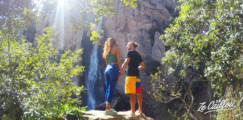 Enjoy the beautiful Piscia di Gallo waterfall during your road trip in corsica in campervan.