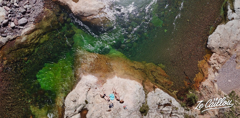 The clear green water of the Fango river in west Corsica.