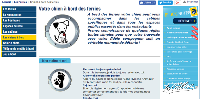 Cherchez la rubrique ferry avec un chien ou animaux lors de la reservation d'un ferry en Europe avec un animal.