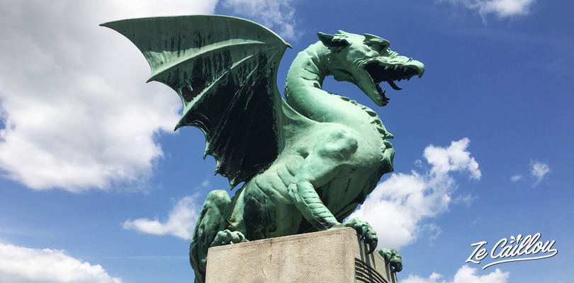 Ljubljana's dragon, the dragon bridge, important image of Slovenia.