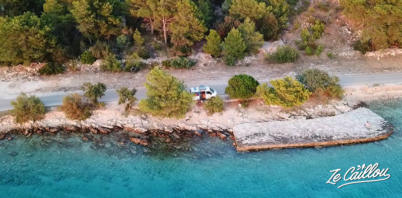 Visit croatian islands in van, best spots to park on Brac island in Croatia.