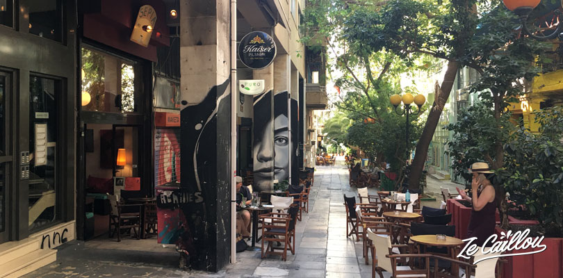 Trompe l’œil, street art dans le quartier d'Exarcheia à Athènes.