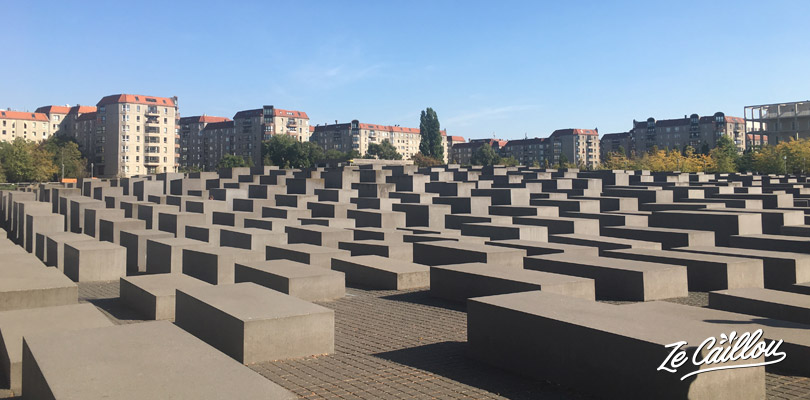 The impressive Holocaust memorial and its stele that are 4m high, in Berlin.