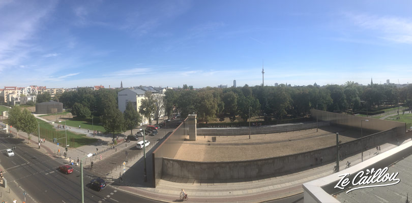 View from the Berlin wall belvedere, 10 meters large and still and observation tower.
