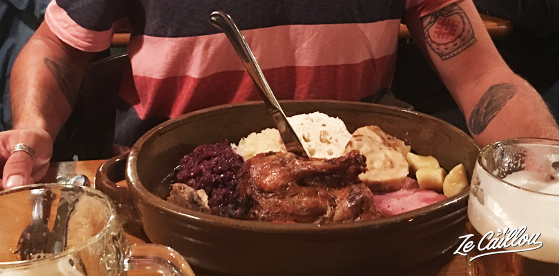 Try local food like the Czech Svícková na smetane with duck in Brno