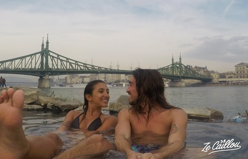 Our mini swimming pool close to Danube in front of Gellert baths in Budapest.