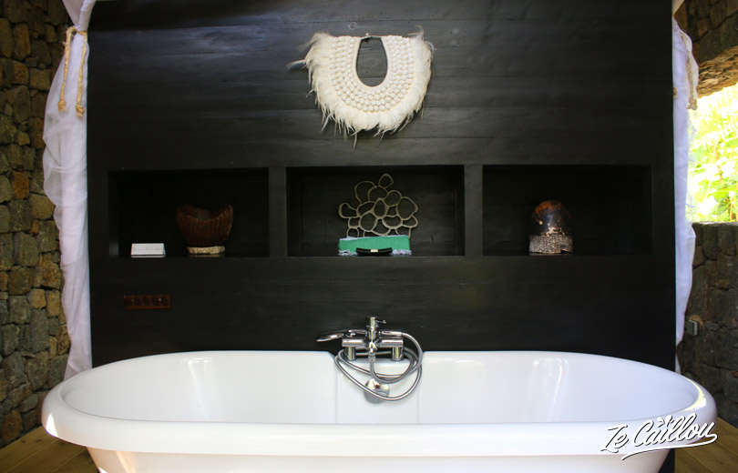 Superbe salle de bain avec baignoire pour se détendre dans un cadre idyllique à Terre Rouge..
