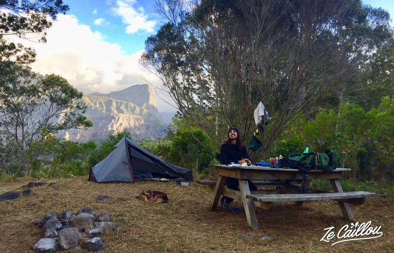 Our nice bivouac spot at the end of our GRR2 day 2 in La Reunion.