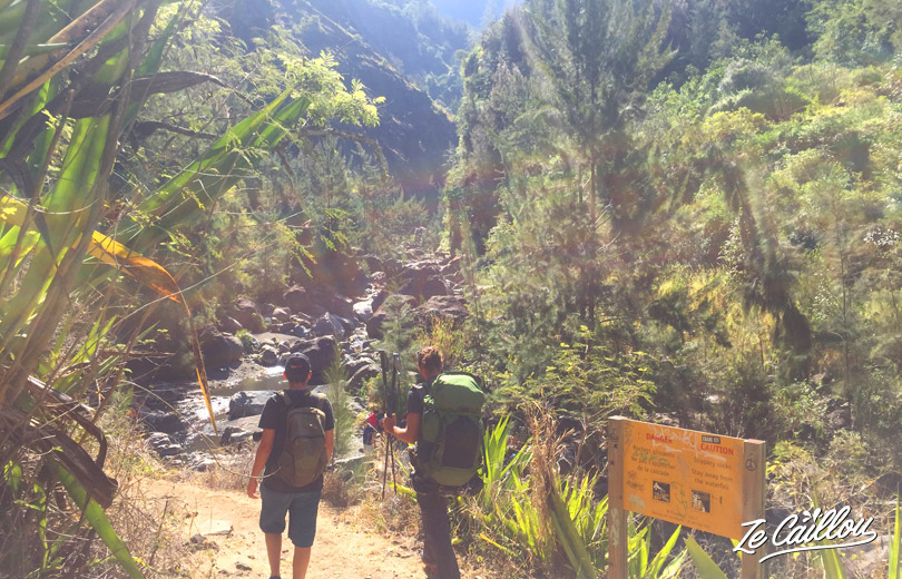We arrive to cascade Bras Rougeduring our GRR2 Day 6, the best hike in Reunion Island.