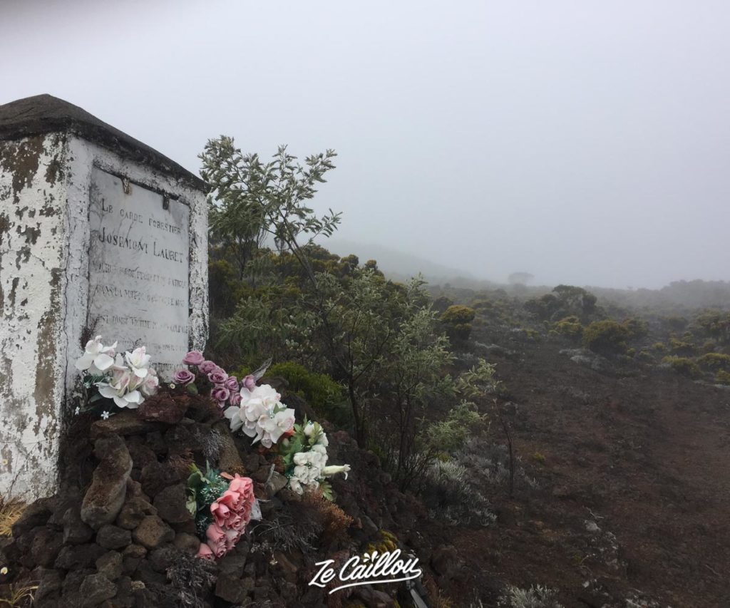 Josemont Lauret's memorial close to the Piton de la Fournaise, during the grr2 trail in La Reunion.