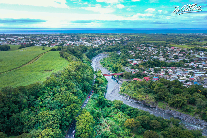 Drone view of Riviere du Mat in the East coast of reunion island.