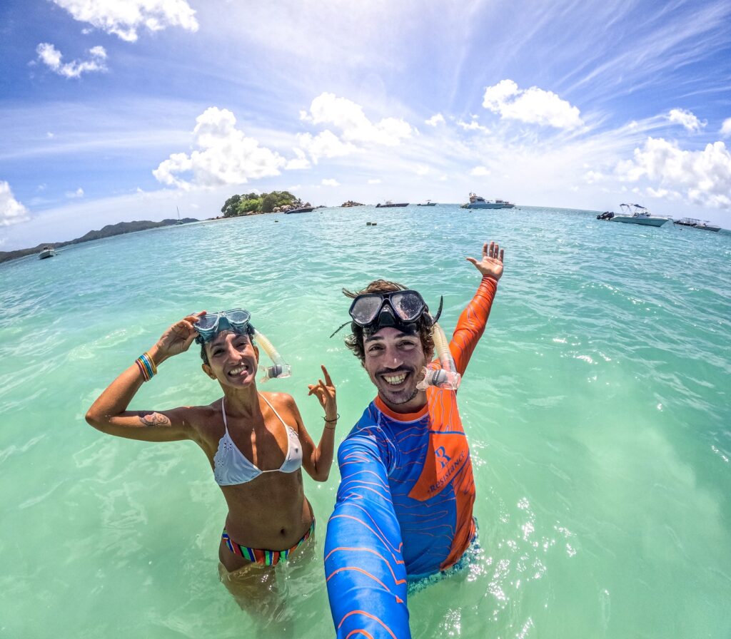 Visit the Seychelles and enjoy to snorkel in amazing turquoise blue water!