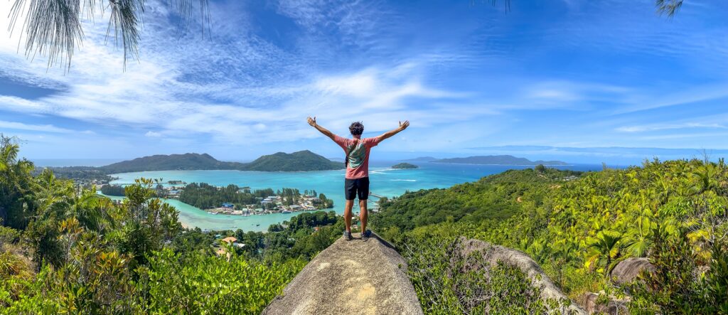 The view at the top of the Fond Ferdinand hike, an alternative to the Vallée de Mai in Praslin.