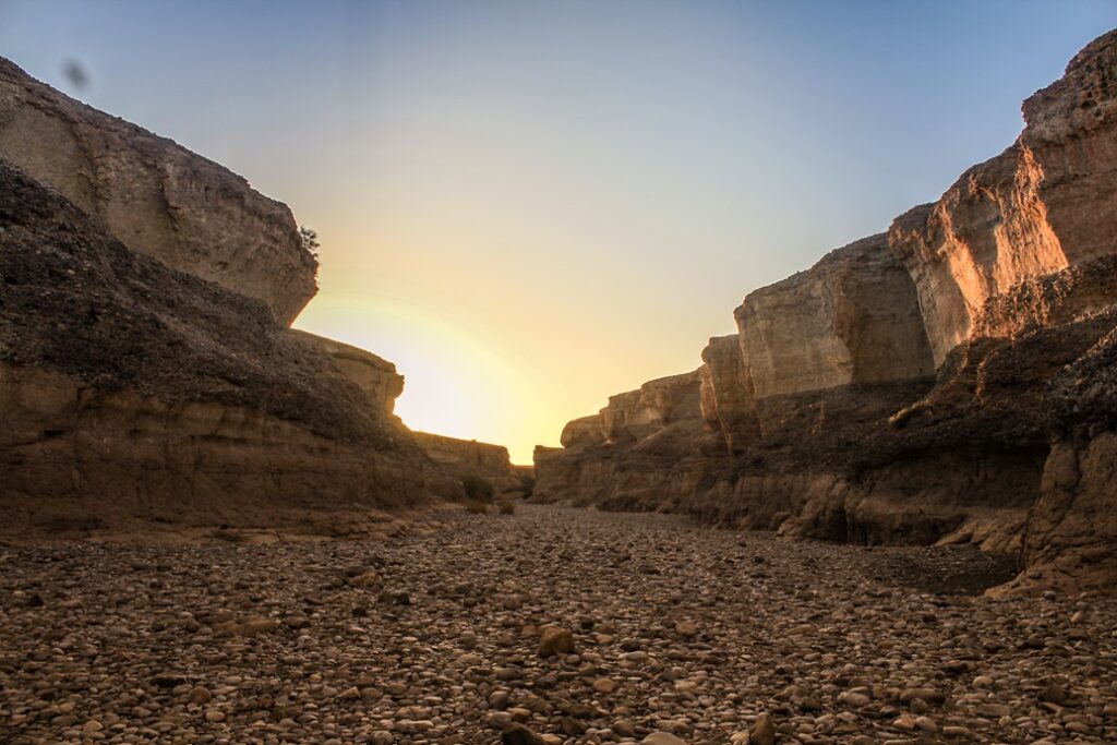 The Sesriem Canyon at sunset during our trip to Namibia.