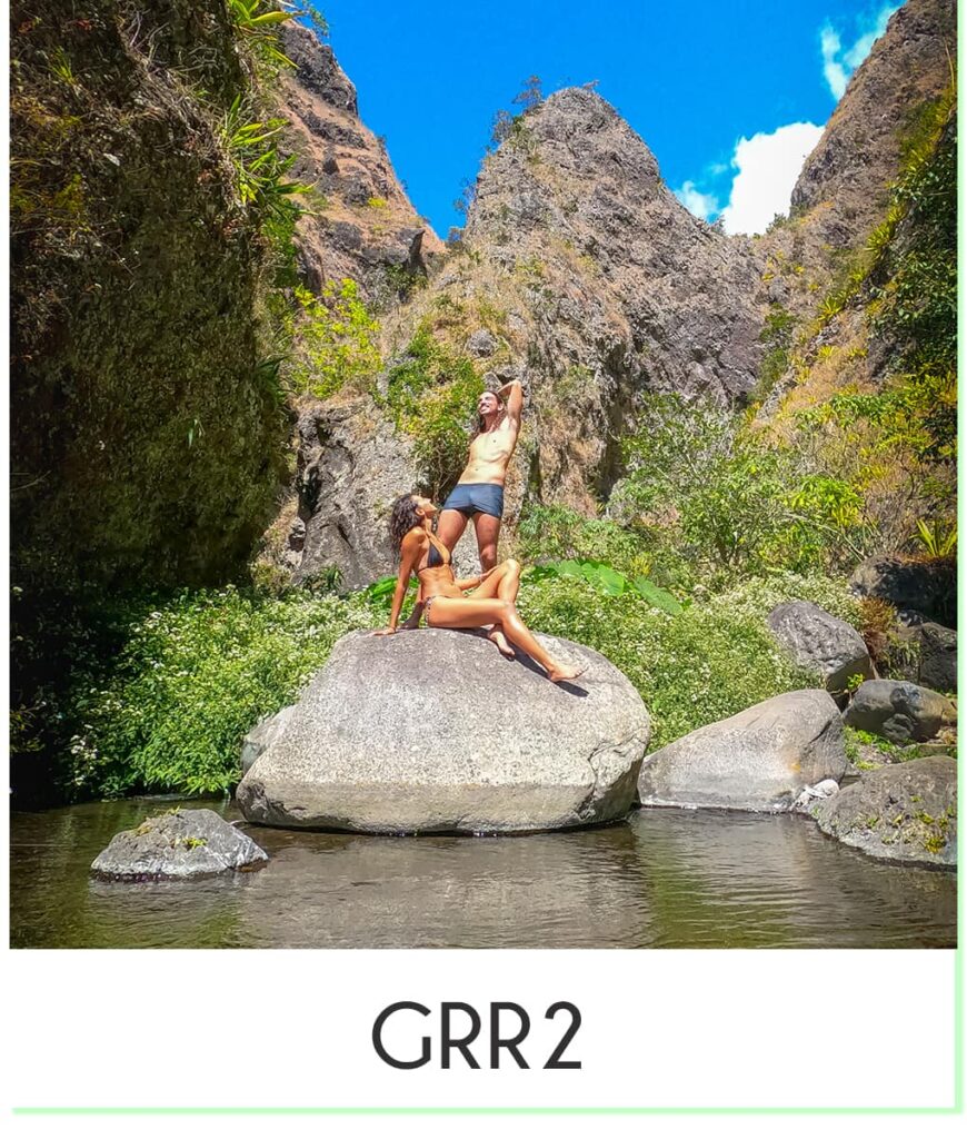 Baignade à Mafate lors de la traversée de l'île de la Réunion à Pied, le GRR2.