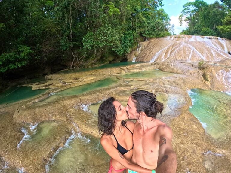 Super journée à se baigner dans les bassins de Roberto Barrios dans le Chiapas au Mexique proche de Palenque.