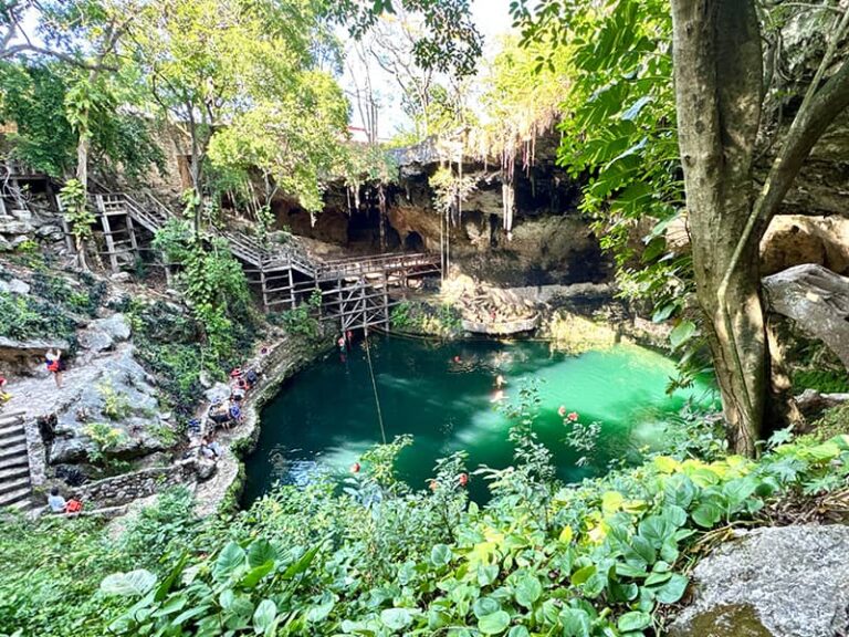 Le cenote Zaci en plein coeur de la ville de Valladolid dans la région du Yucatan qui compte plus de 800 cenotes.